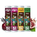 Eco Lips Mongo Kiss Organic Lip Balm 4 Pack Peppermint, Pomegranate, Vanilla Honey, Black Cherry - 100 Percent USDA Organic - Soothe, Moisturize Dry