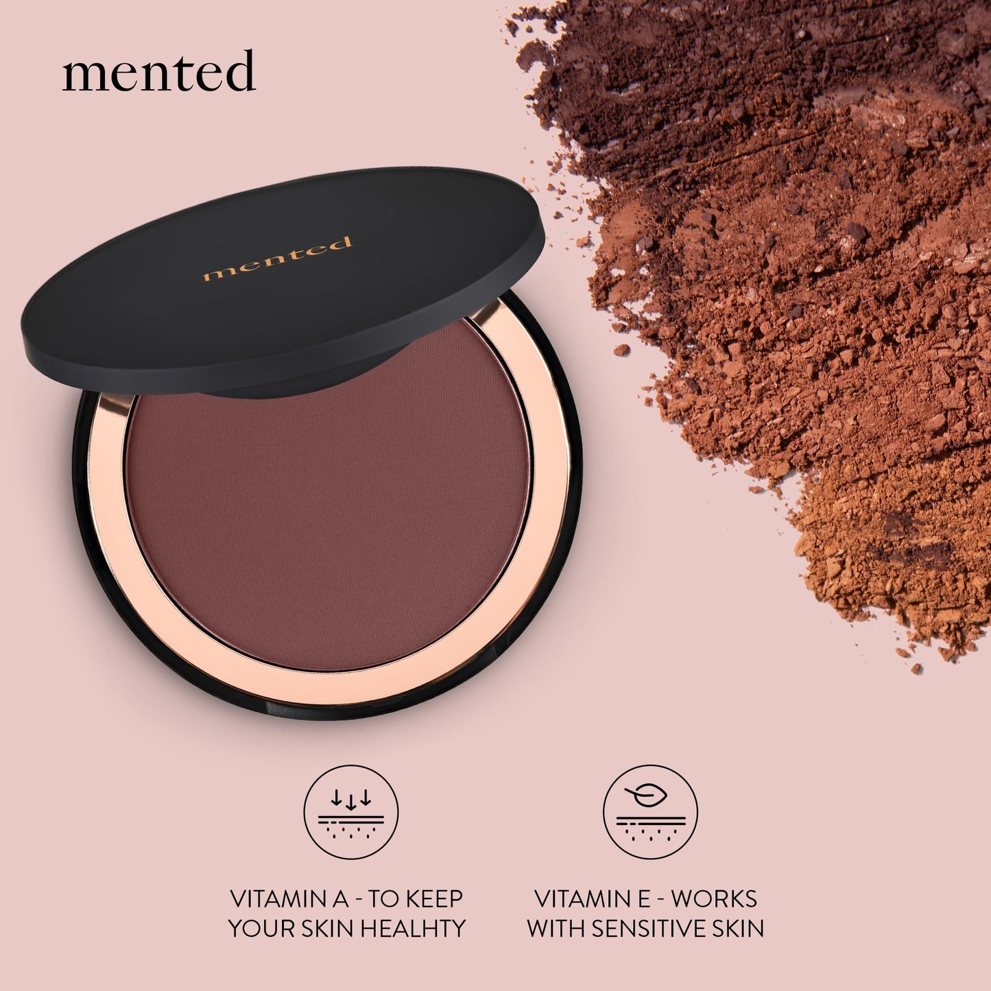 Mented Cosmetics Made in Italy, Cruelty Free Makeup, Vegan, Paraben Free, Shimmer Bronzer, Highlighter Bronzing Powder Palette for Face with Vitamin E