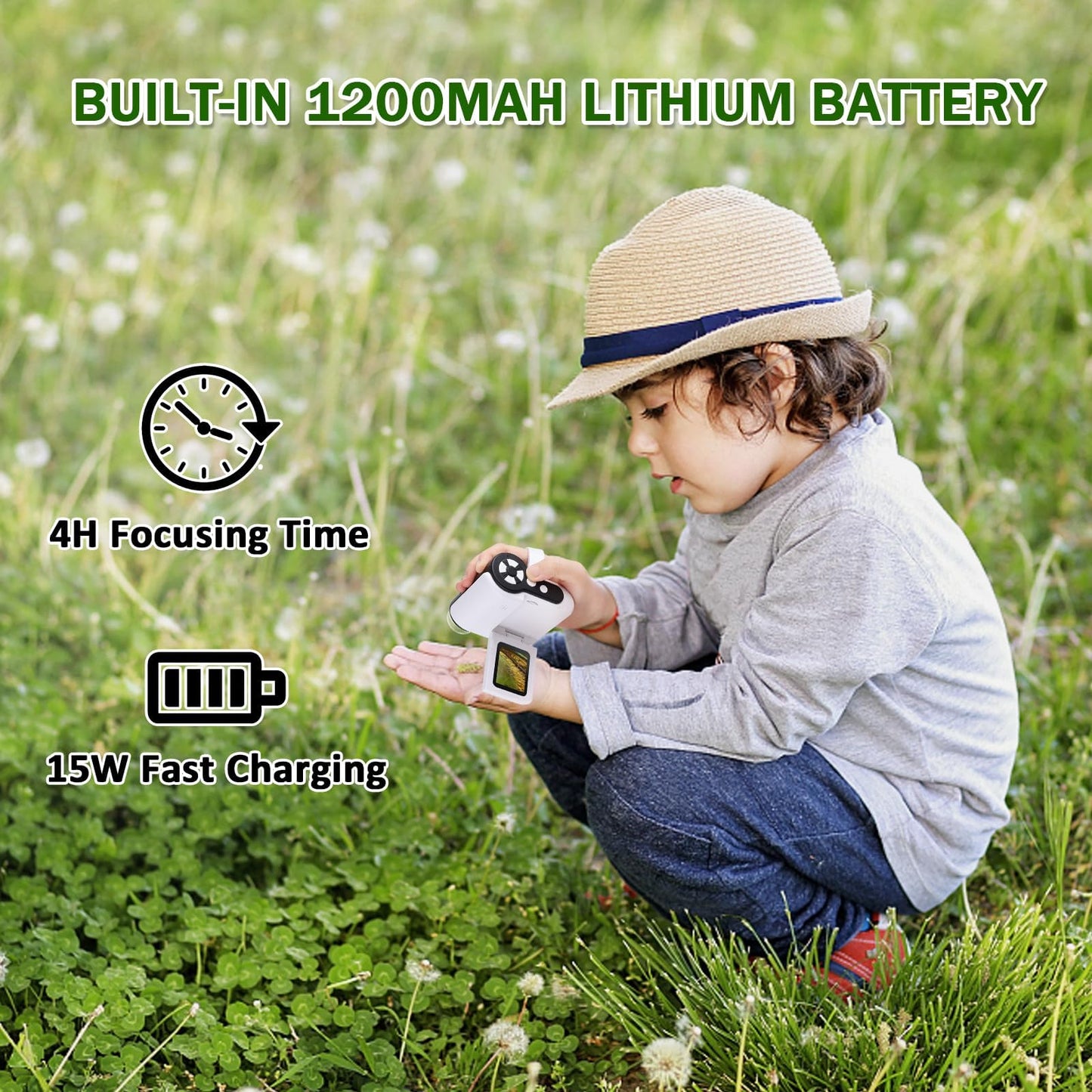 Barchrons 1000X Kids Handheld Microscope โ 4K 2" Screen Pocket Microscope with 6 LED Lights & 32G SD Card, Science Gift Ages 8โ12