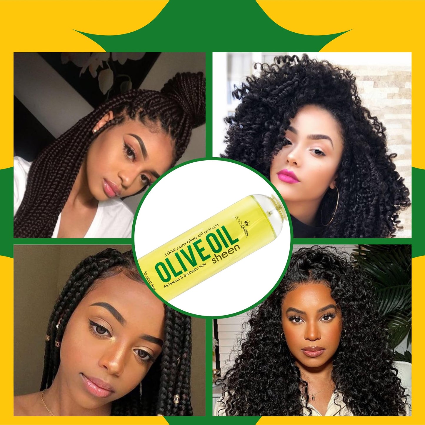Black Queen® Olive Oil Moisturizing Spray for Locs, Braids, 4C Hair & Twists - Lightweight Hair Oil for Protective Styles - Shine, Frizz Control