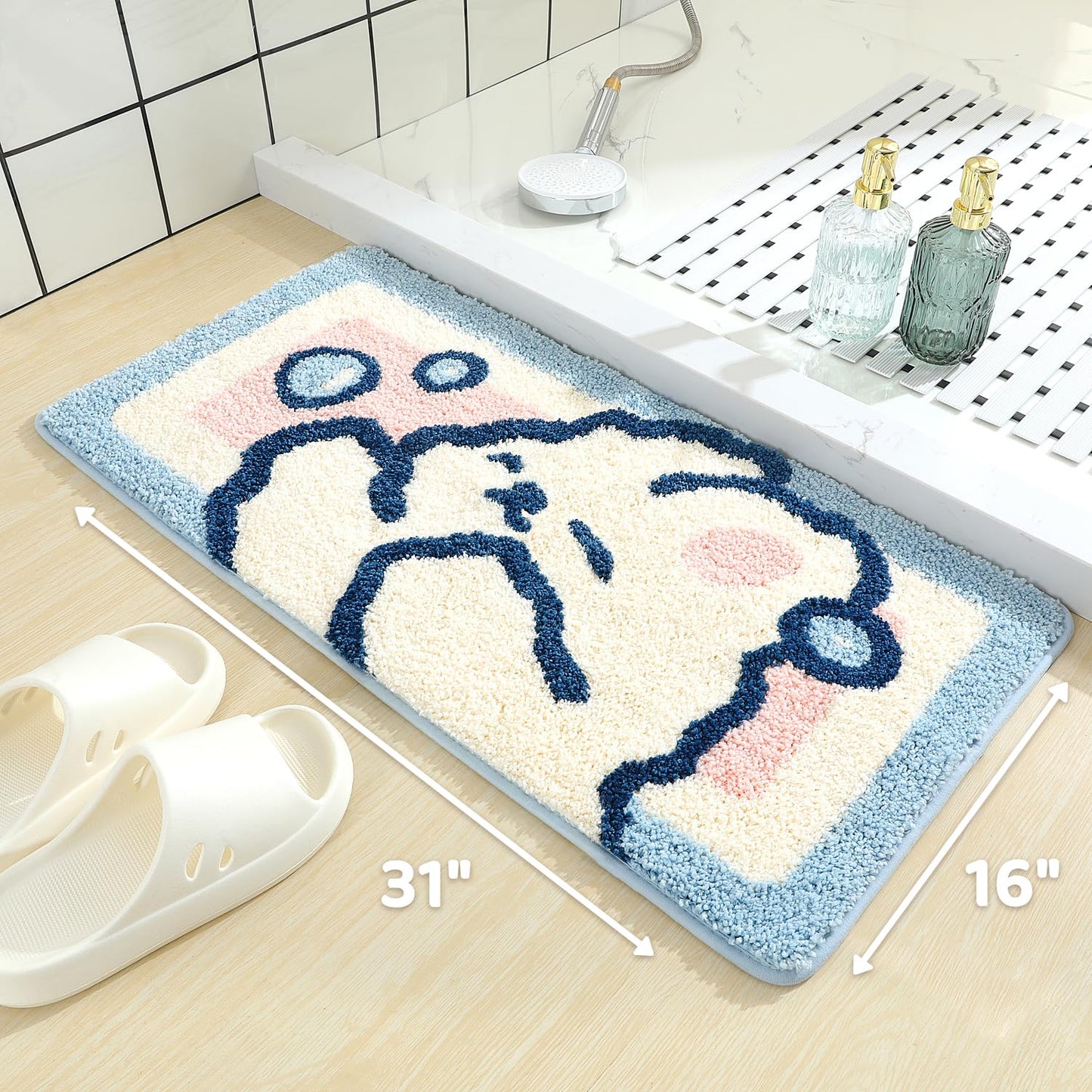 Molesun Rabbit Bathroom Rug Mat, Extra Soft and Absorbent Cute Bath Rugs, Machine Wash Dry, Animal Non-Slip Carpet Mat for Tub, Shower, and Bath…
