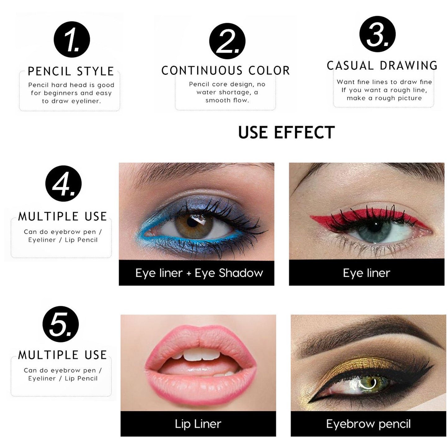 DC-BEAUTIFUL 12Pcs Lot Set 12 Colors Eyeliner Pencil Waterproof Eyebrow Pencil Cosmetics