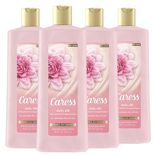 Caress Body Wash for Women, Daily Silk, 18 oz, 4 Count, softening