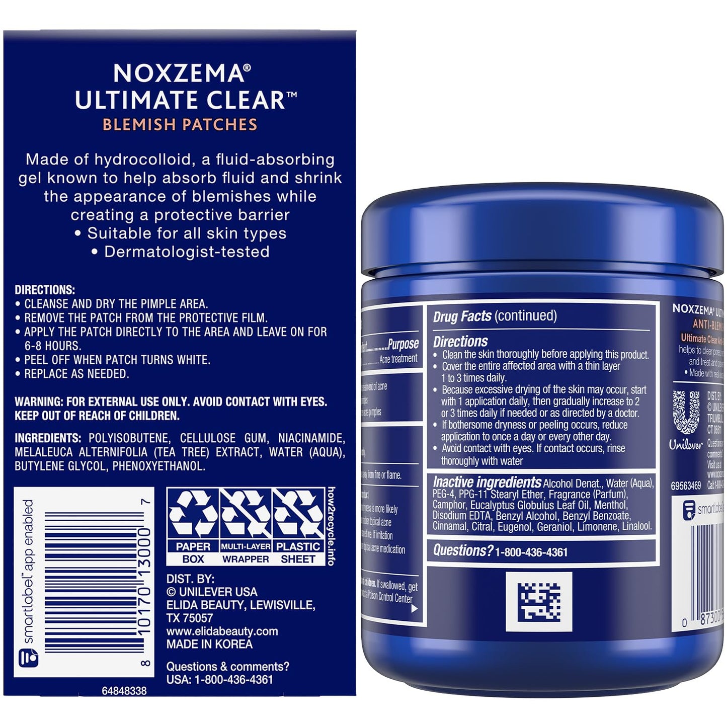 Noxzema Acne Treatment Bundle - Ultimate Clear Blemish Patches with Niacinamide and Tea Tree + Anti-Blemish Pads with 2% Salicylic Acid Beauty and Personal Care Noxzema