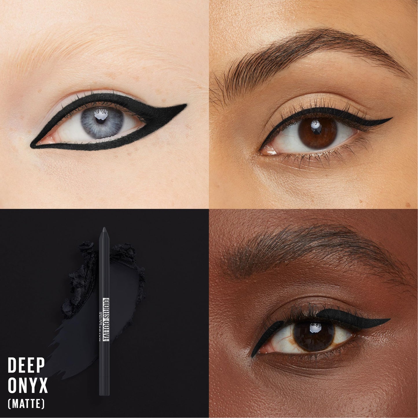 Maybelline TattooStudio Long-Lasting Sharpenable Eyeliner Pencil, Glide on Smooth Gel Pigments with 36 Hour Wear, Waterproof, Deep Onyx, 1 Count