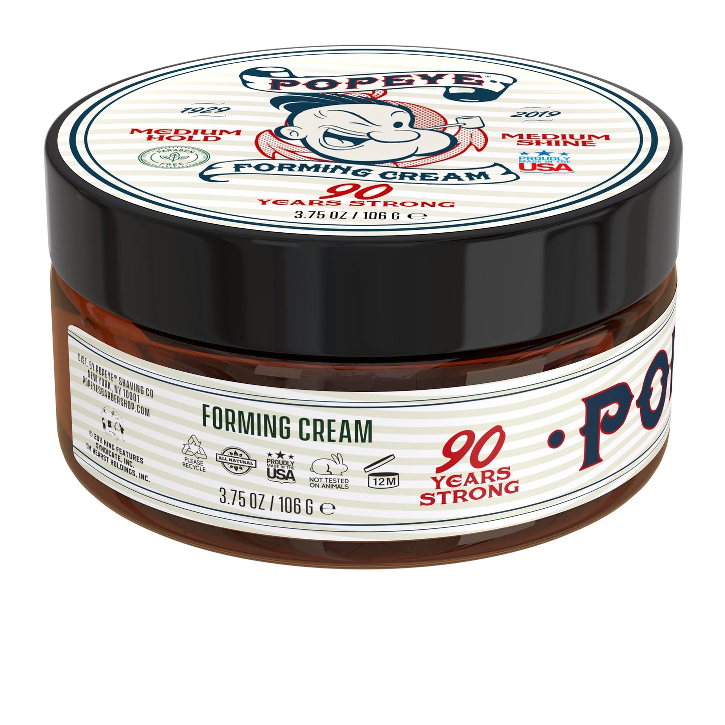 Razor MD Popeye Shaving Co Hair Styling Forming Cream for Men, Medium Hold and Medium Shine Styling Cream, Men's Hair Grooming Products for Short
