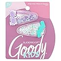 Goody Kids Slideproof Hair Snap Clips - 2 Count, Nostalgia Glitter - Just Snap Into Place - Hinge Clips Suitable for All Hair Types - Pain-Free Hair