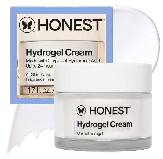 Honest Beauty Hydrogel Cream with Hyaluronic Acid | Lightweight, Moisturizing Water Cream | Gentle for Sensitive Skin, Fragrance Free, Vegan