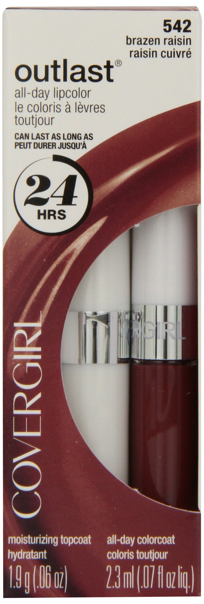 CoverGirl Outlast All Day Two Step Lipcolor, Brazen Raisin 542, 0.13 Ounce