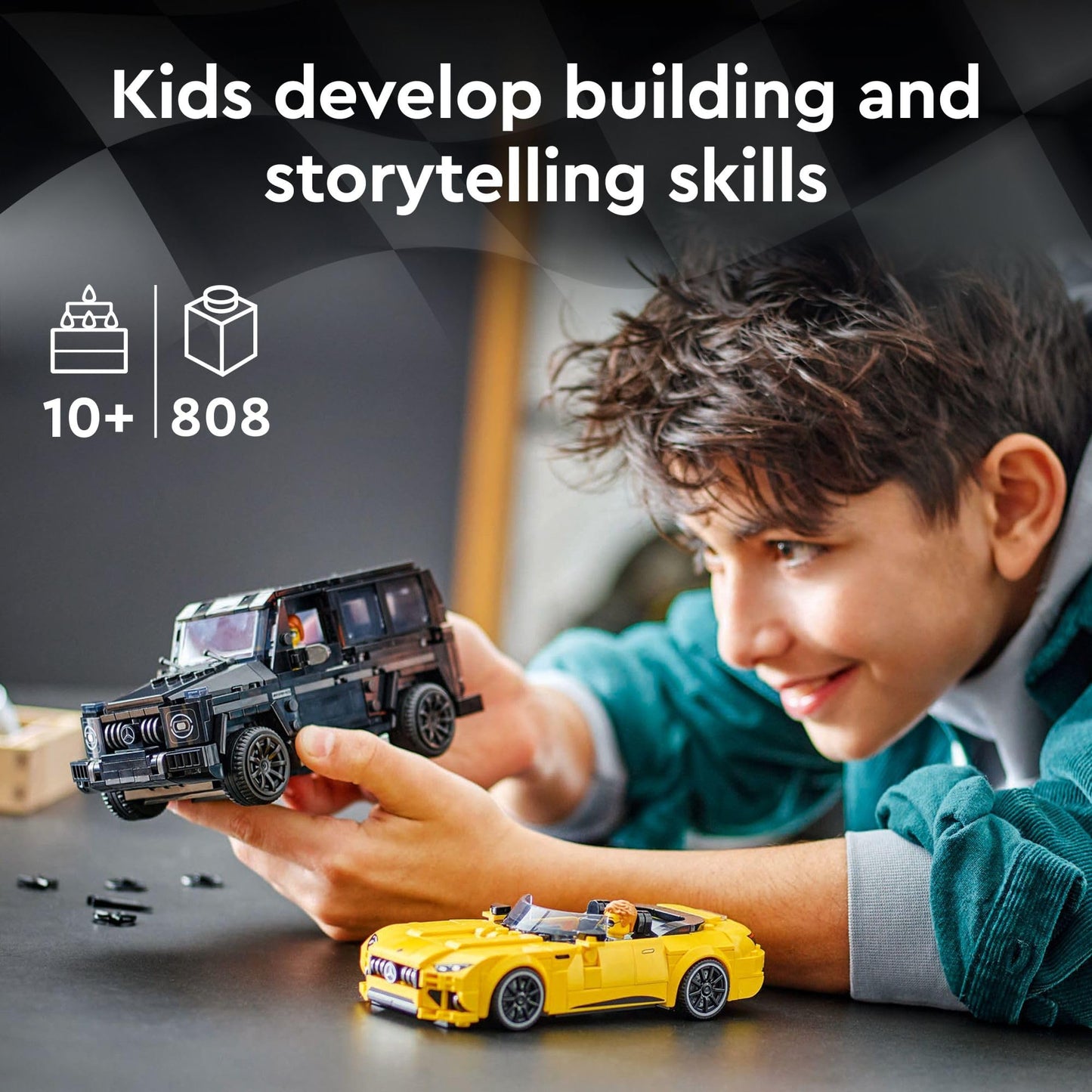 LEGO Speed Champions Mercedes-AMG G 63 & SL 63 F1 Toy Cars, 2 Building Sets with Driver Minifigures, Gift for Kids Ages 9+, 76924