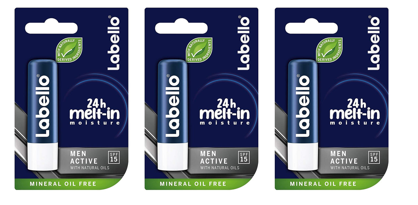 Labello Active Lip Care for Men 4.8g/5.5ml SPF 15-3 Pack