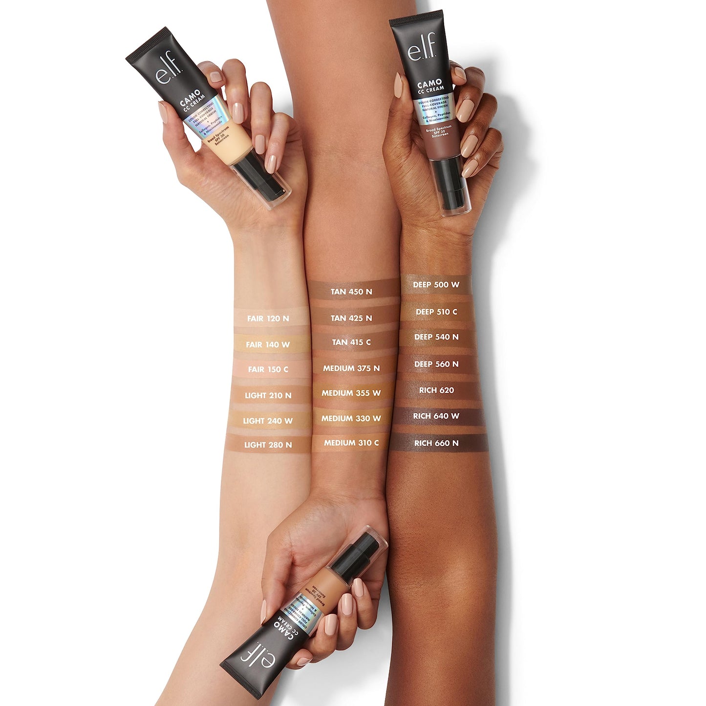 e.l.f. Camo CC Cream, SPF 30 Color-Correcting Medium-To-Full Coverage Face Foundation, Delivers An Airbrushed Finish, Vegan & Cruelty-Free, Rich 610 N