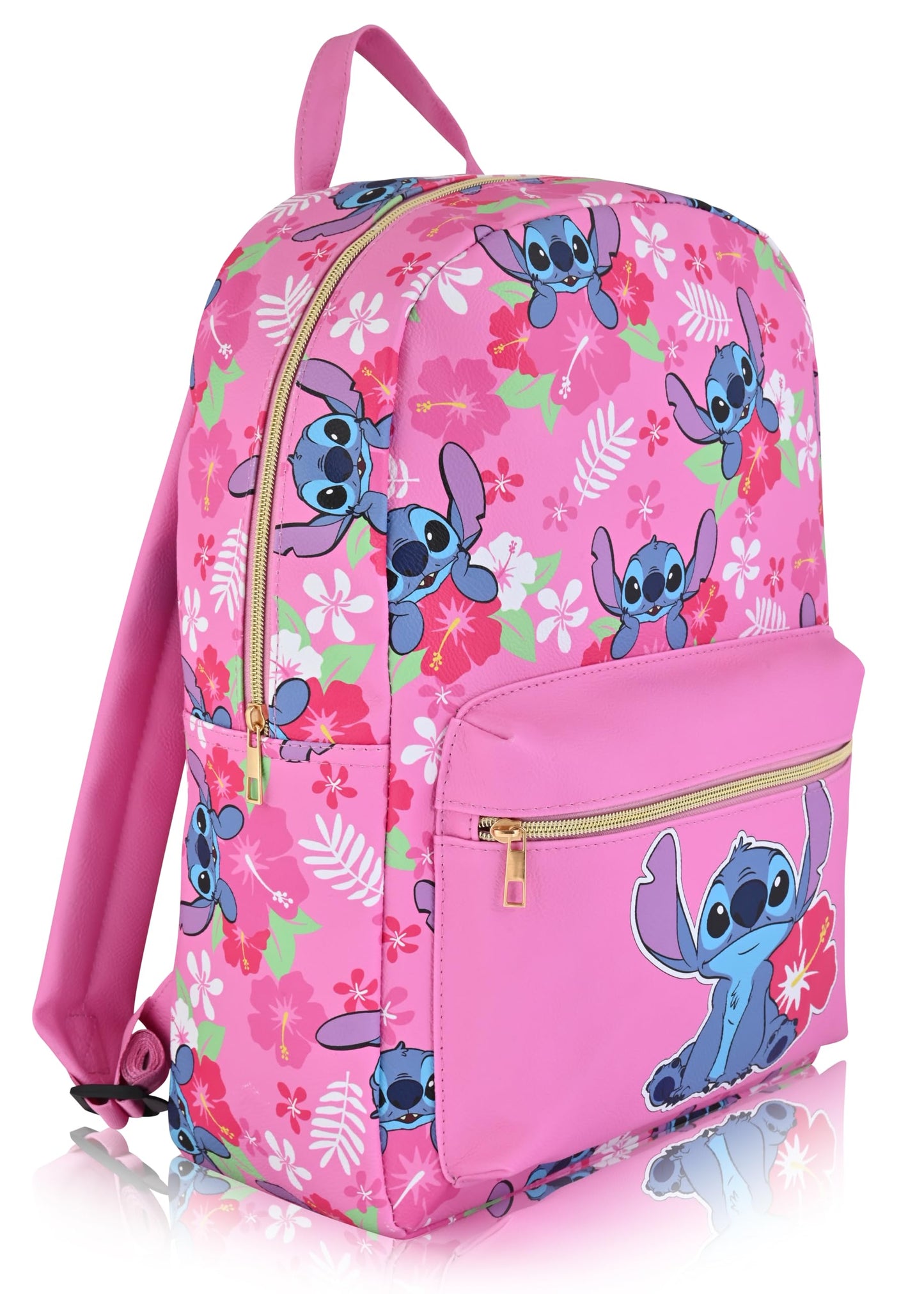 Fast Forward Stitch Backpack, Unisex 16-Inch Daypack, PU Leather, Stitch Design, Cute & Spacious, Adjustable Straps