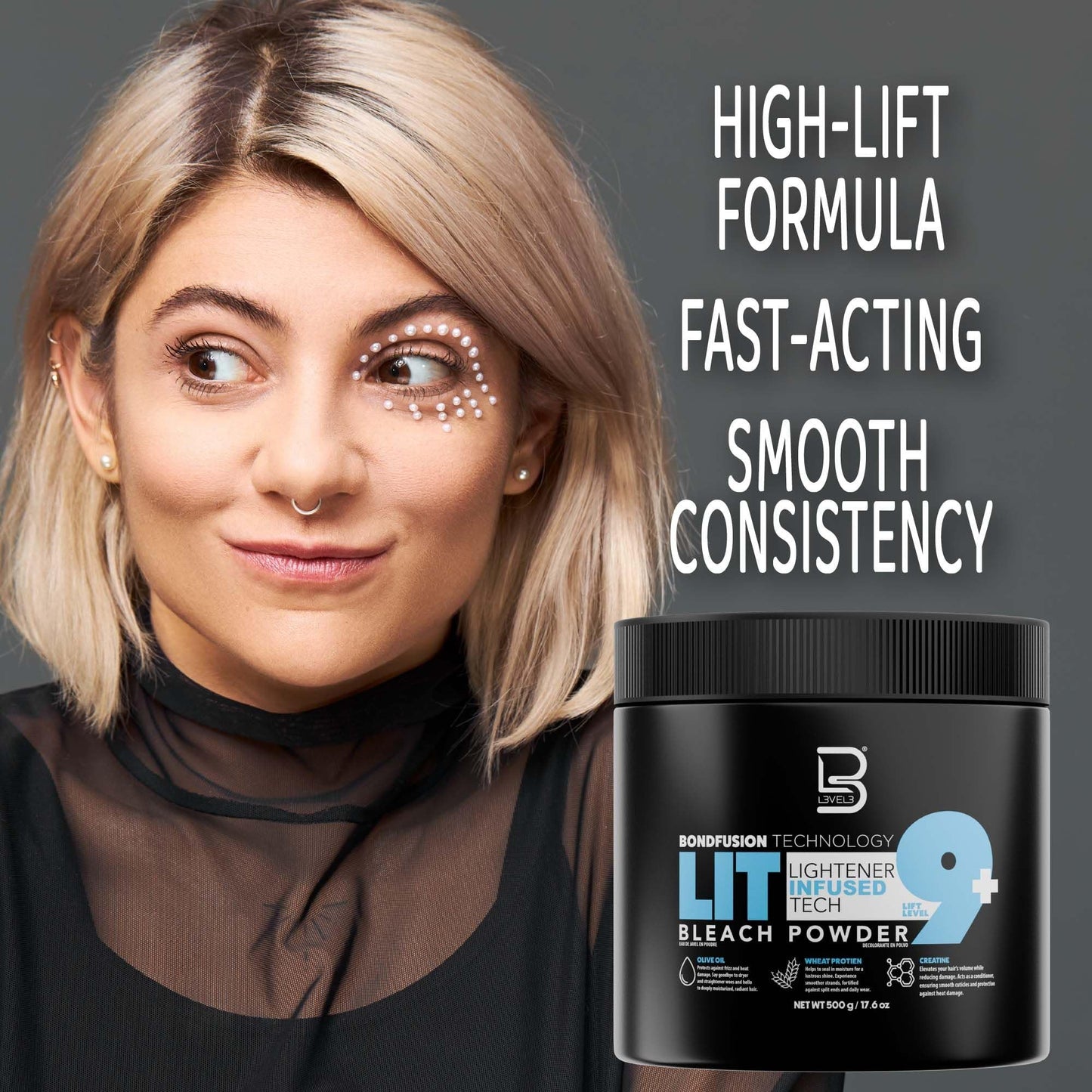 L3 - Level 3 BondFusion LIT Bleach Powder - Hair Lightener with Olive Oil and Wheat Protein to Protect and Fortify Hair - Create Highlights, Balayage