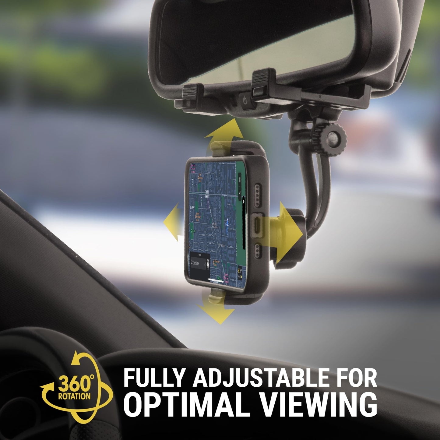 Scosche SUHRM Rear View Mirror Phone Holder, 360° Rotatable Rearview Mirror Cell Phone Car Mount, Cellphone Stand Compatible with iPhone…