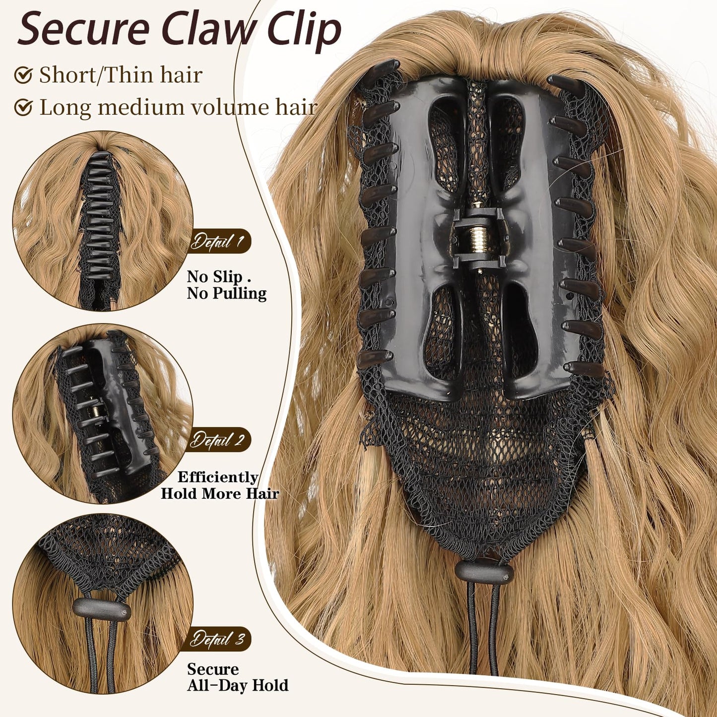 ORSUNCER Ponytail Extension Claw 18" Curly Pony Tail Clip in Claw Hair Extensions Fluffy Natural Looking Synthetic Hairpiece for Women Blonde Beauty and Personal Care ORSUNCER