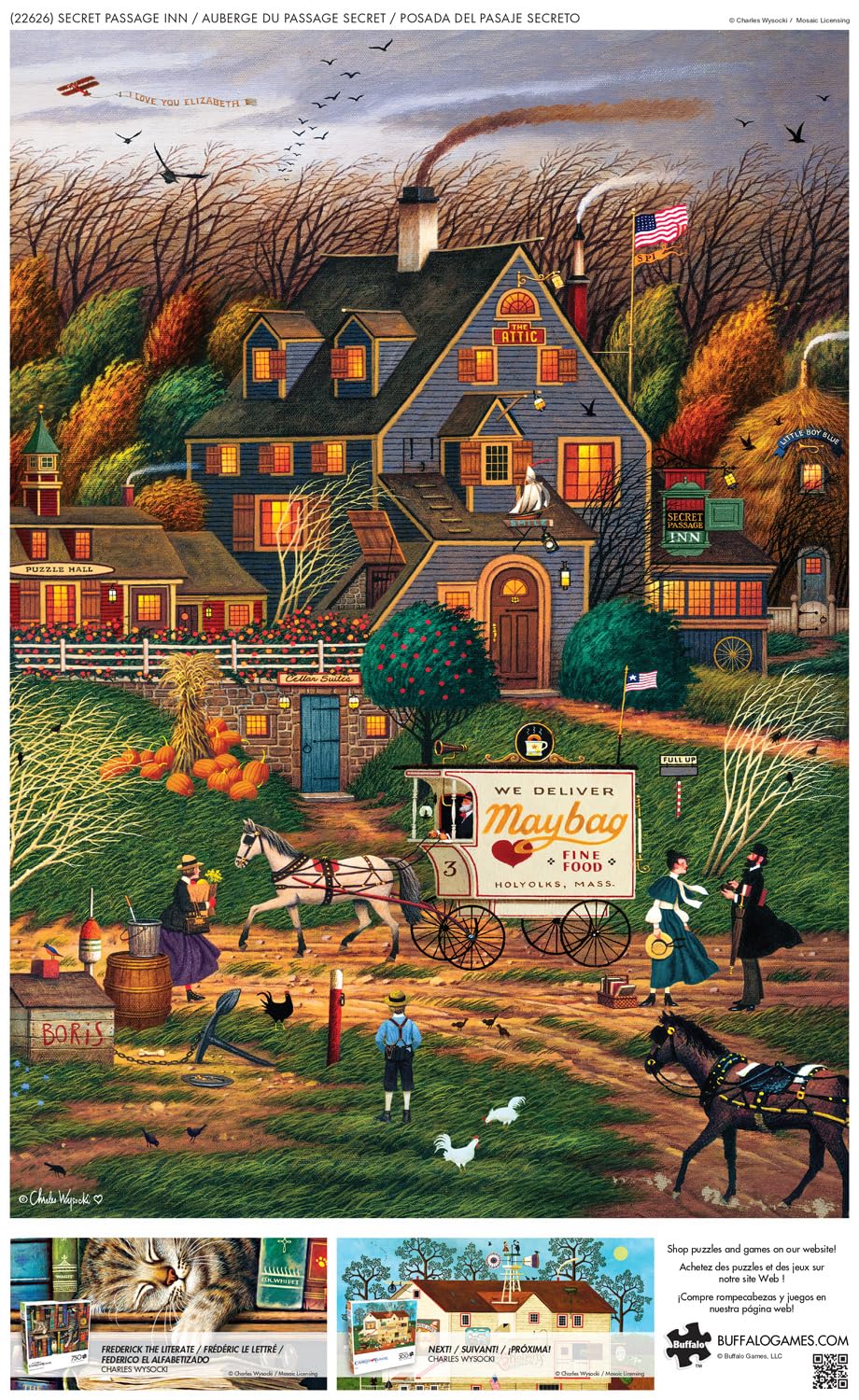 Buffalo Games - Charles Wysocki - Secret Passage Inn 300 Piece Jigsaw Puzzle for Adults, Challenging Puzzle for Game Nights, 21.25" x 15"
