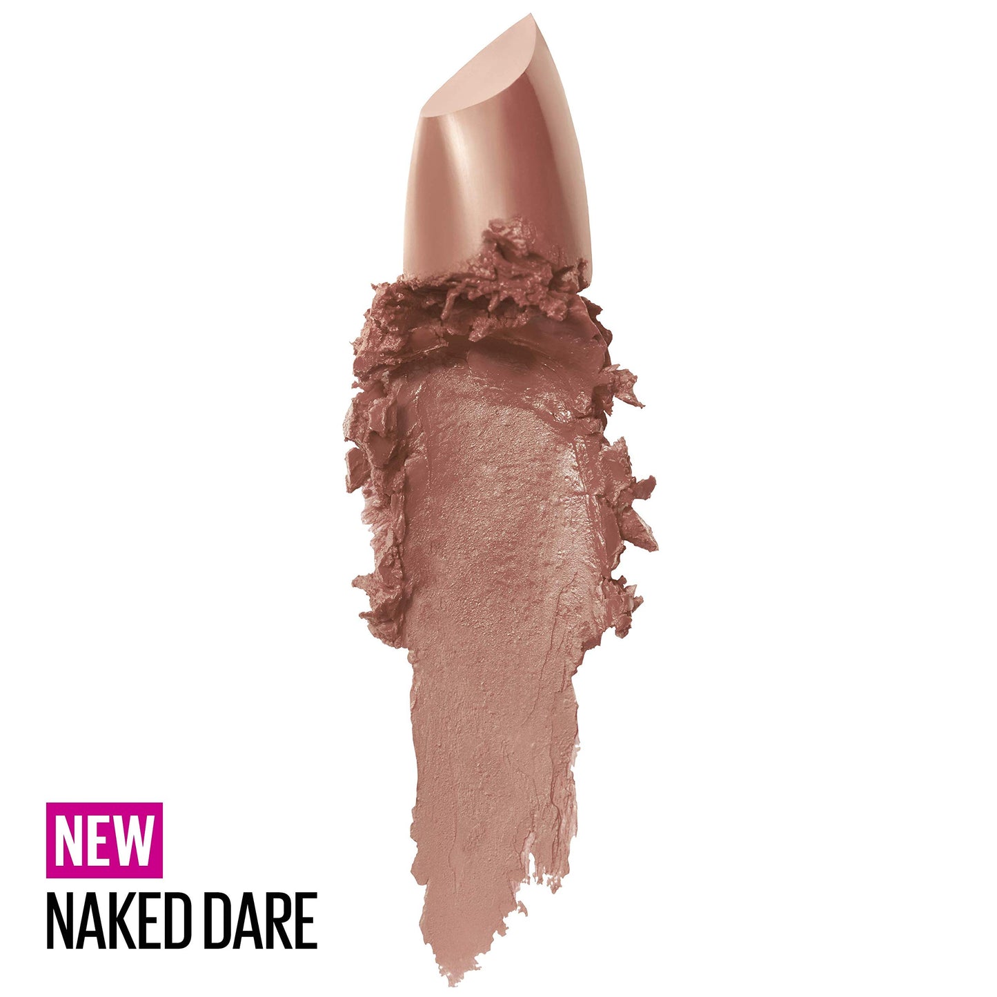 Maybelline Color Sensational Lipstick, Lip Makeup, Cream Finish, Hydrating Lipstick, Nude, Pink, Red, Plum Lip Color, Naked Dare, 0.15 oz; (Packaging