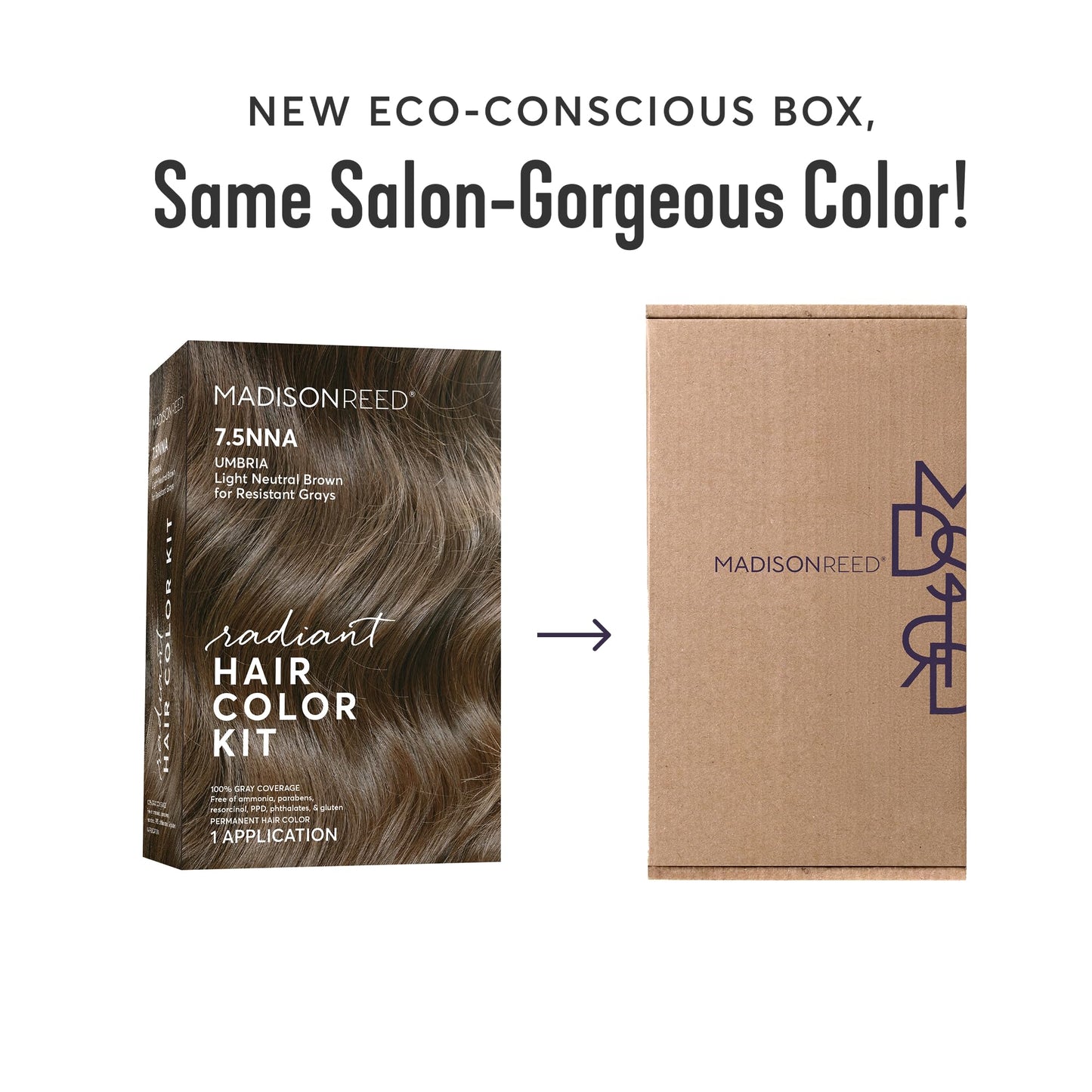 Madison Reed Radiant Hair Color Kit - 7.5NNA Light Neutral Brown (Umbria Brown), 100% Gray Hair Coverage Permanent Hair Dye for Resistant Grays |