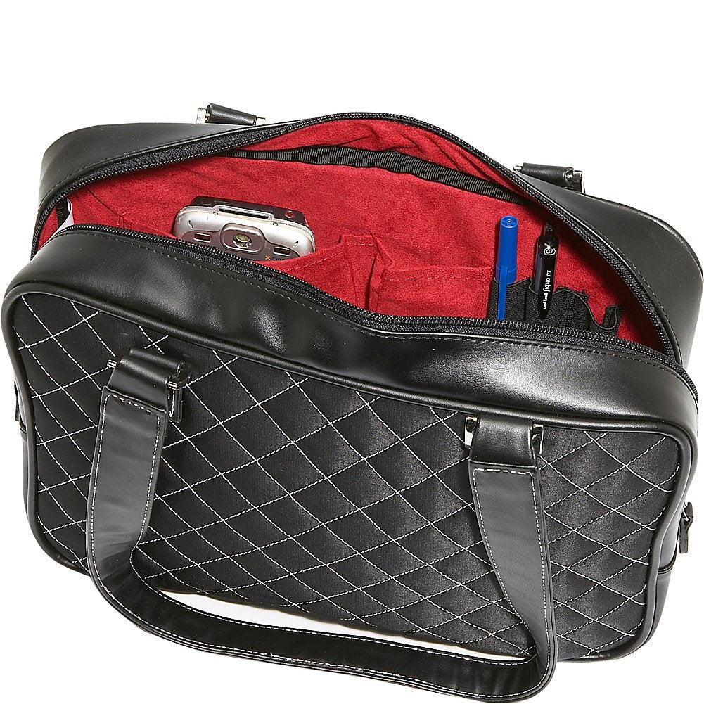 Monaco Handbag Black Quilted w/White Trim