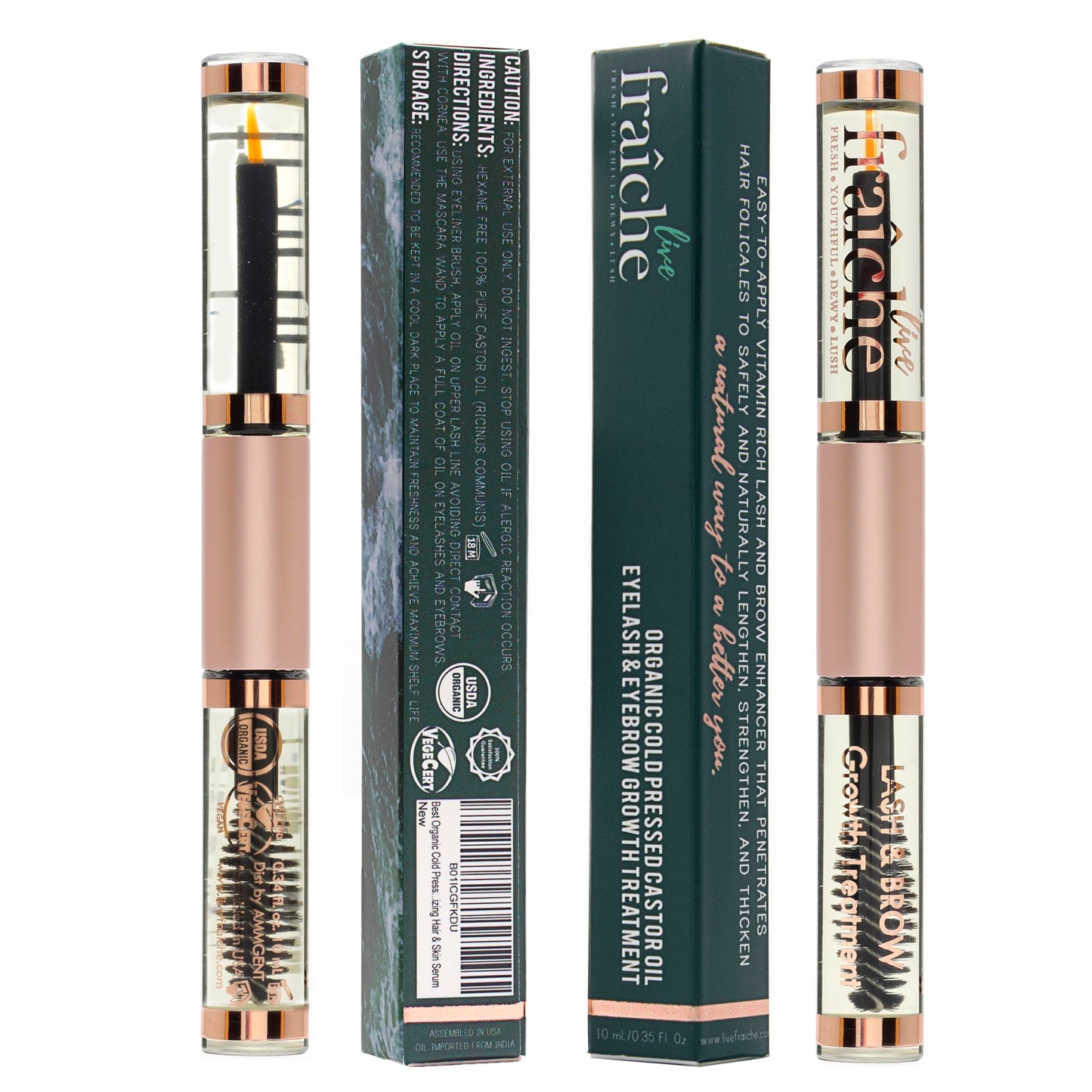 Lash Serum Mascara Tube DOUBLE PACK - Natural Eyelash Serum for Growth, Conditioning &Treatment - Eyelash Growth Serum with Organic Castor Oil - Brow