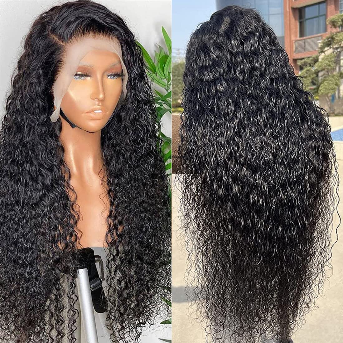 Filrku Water Wave Lace Front Wigs 13x4 HD Trasparent Glueless Lace Frontal Wigs for Women Pre Plucked with Baby Hair 180% Density Wet and Wavy Wigs