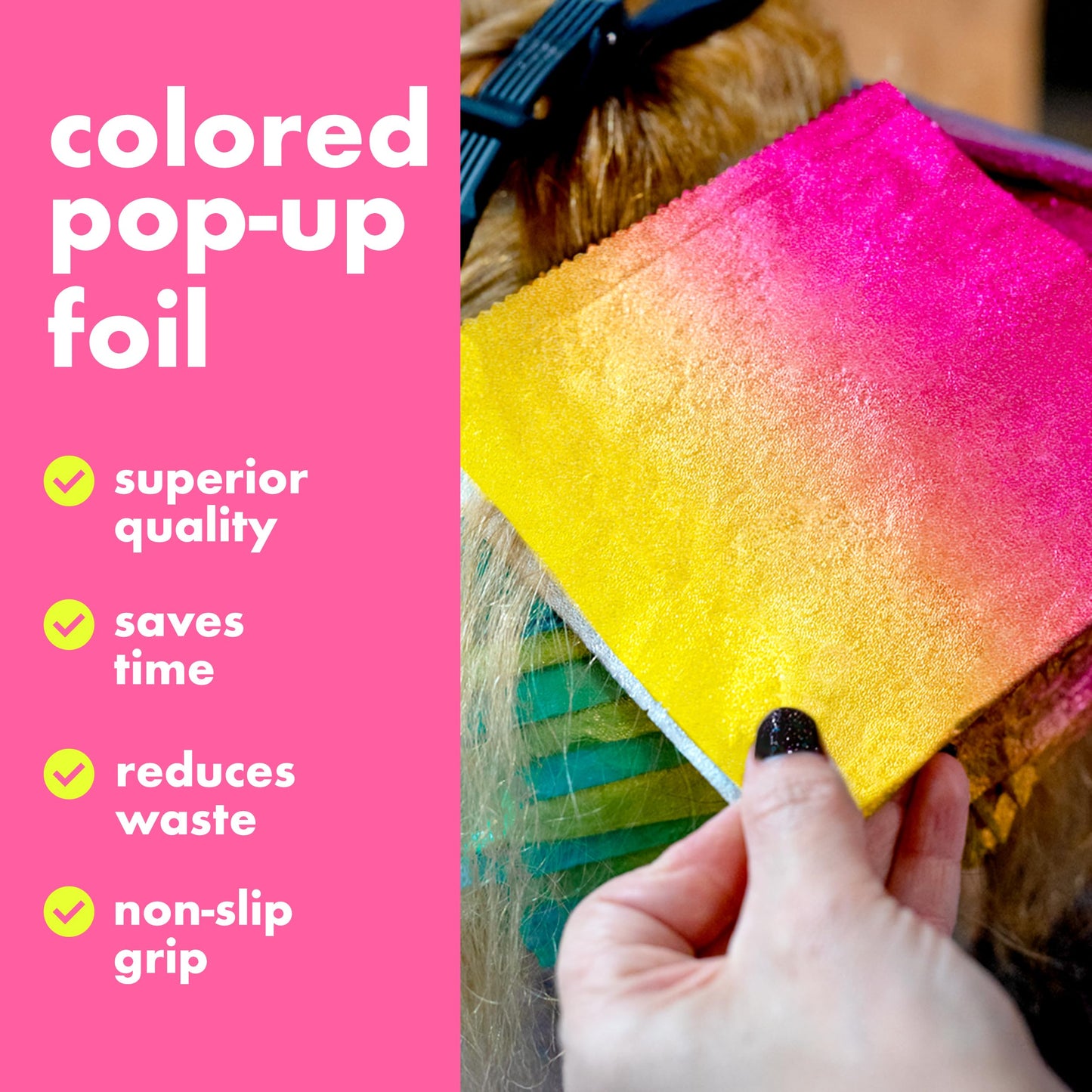 Colortrak Yellow/Pink Gradient Pop-up Foil w/Dispenser (400 Count), Pre-cut Sheets, Non-Slip Embossed Texture, 5" x 10.75" Sheets for Hair Foil
