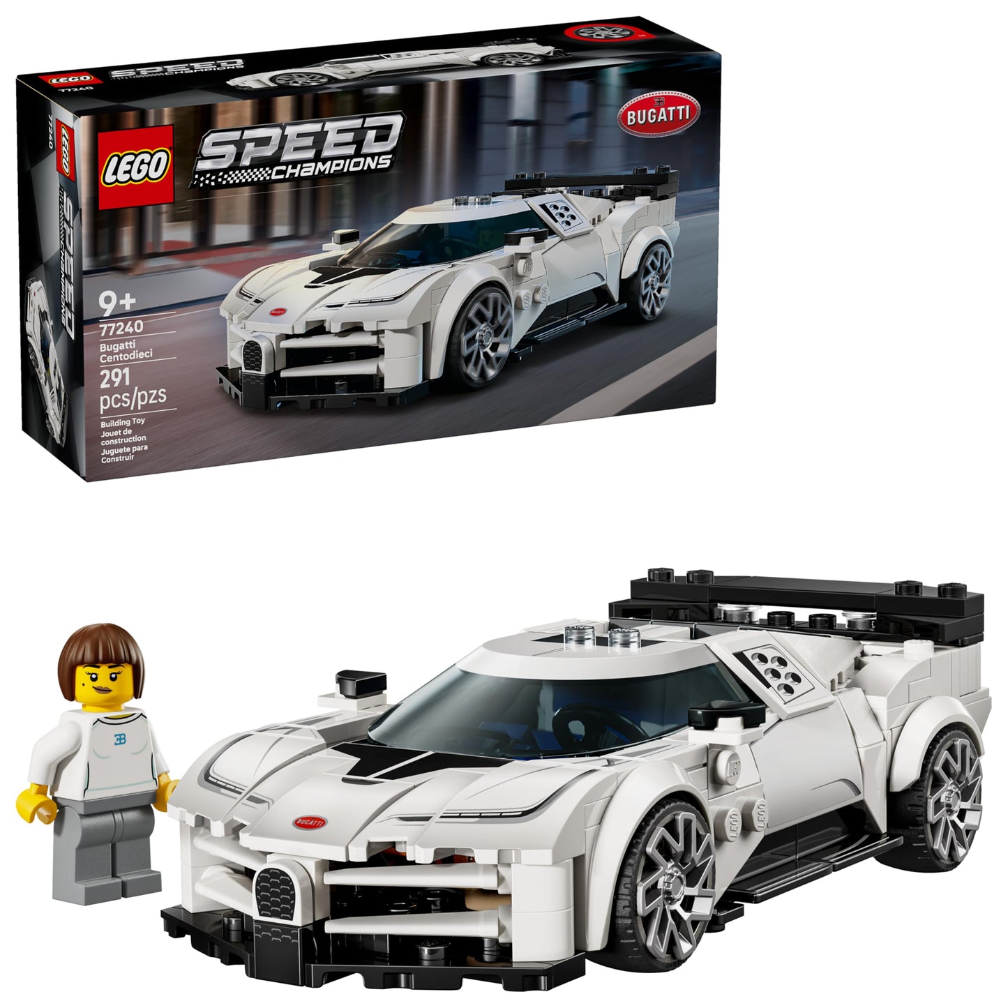 LEGO Speed Champions Bugatti Centodieci 77240 Hypercar Toy, Buildable Model Kit for Kids Ages 9+, Pretend Play Sports Car Gift for Racing Fans