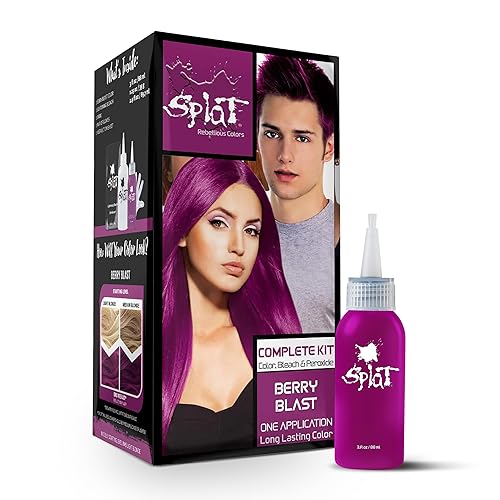 Splat Berry Blast Semi Permanent Hair Dye Kit with Bleach, 1 Application, Includes Purple Pink Hair Dye, Oxide & Bleach Powder, Vegan & Cruelty Free