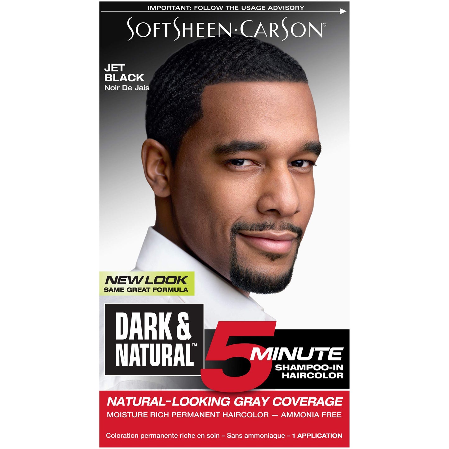 Hair Color for Men by SoftSheen Carson Dark and Natural, 5 Minutes, Natural Looking Gray Coverage for up to 6 weeks, Shampoo-in Permanent Hair Dye
