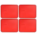 Pyrex 7211-PC 6-Cup Red Food Storage Replacement Lid (4-Pack) - Made in USA