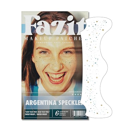 Fazit Argentina Soccer Speckles - Blue, White, and Silver Glitter Makeup Patches - Waterproof & Sweat-proof Face Stickers - Long-Lasting Game Day