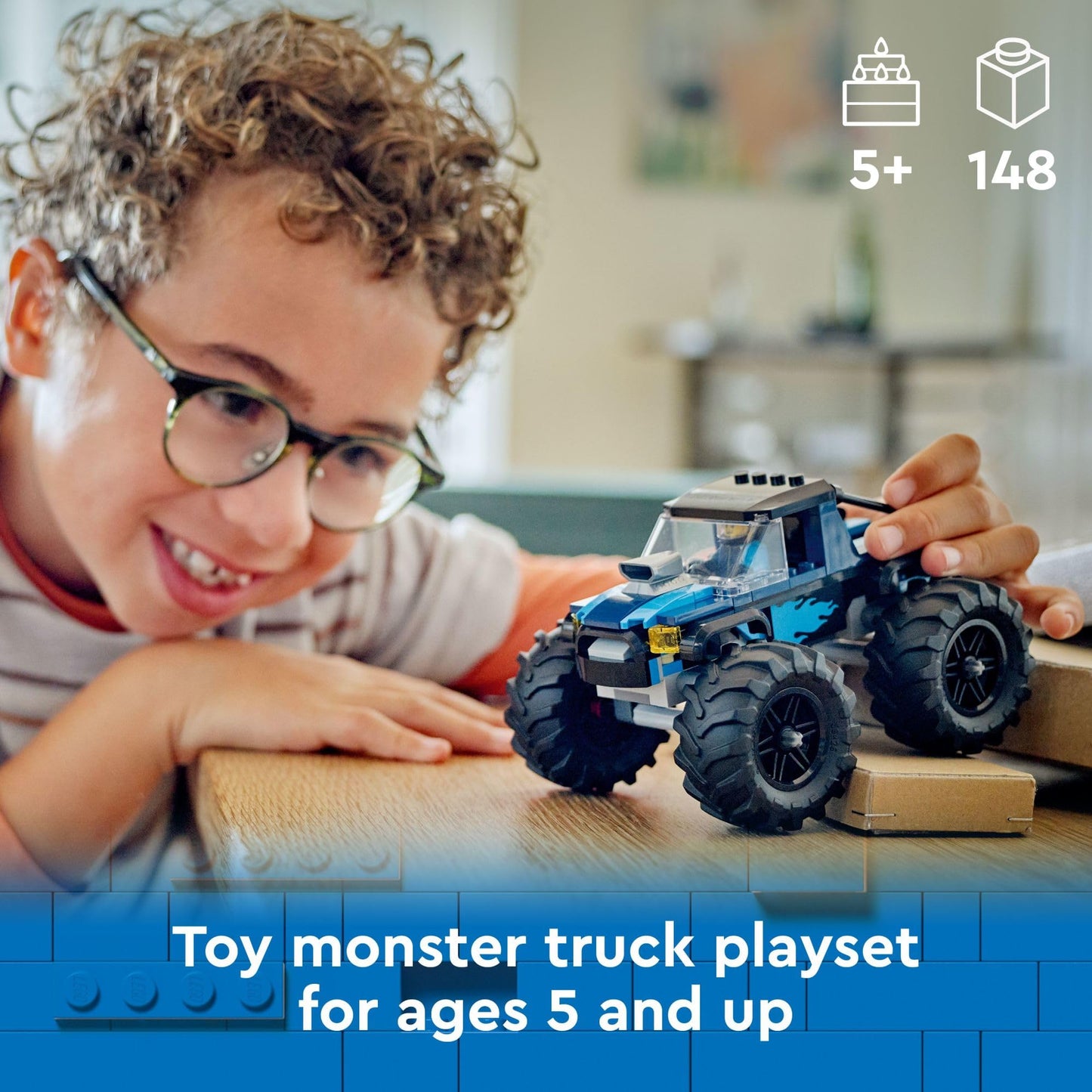 LEGO City Blue Monster Truck 60402, Off-Road Toy with Driver Minifigure, Fun Buildable Playset Gift for Kids, Boys & Girls Ages 5+