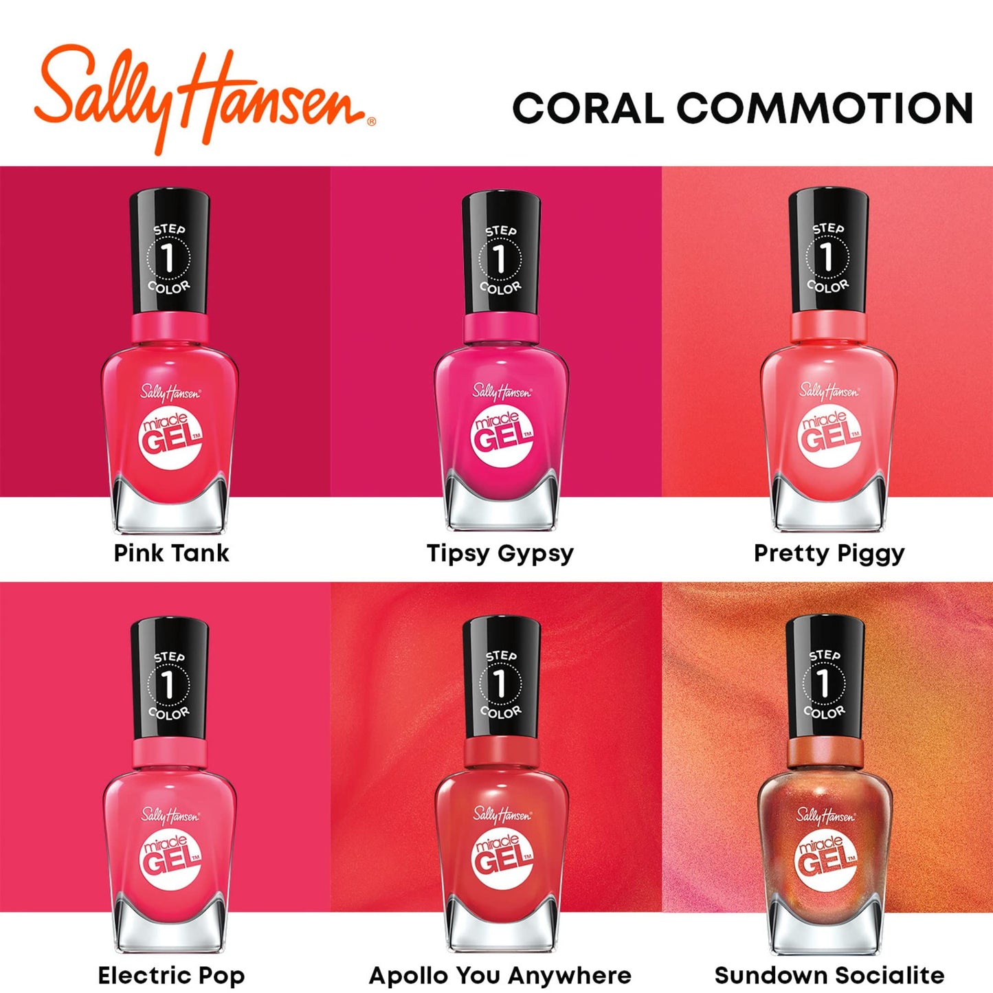 Sally Hansen Miracle Gel Salon Quality Nail Polish | Gel-Like Formula, Two-Step System, No UV Light Needed, Long Lasting | Semi-opaque, glossy | 184
