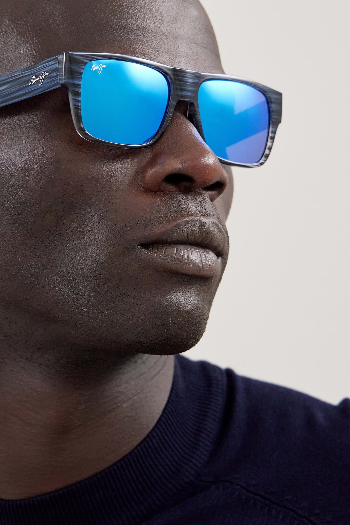 Maui Jim Men's & Women's Keahi Polarized Rectangle Sunglasses, Blue Stripe/Blue Hawaii Polarized, Medium