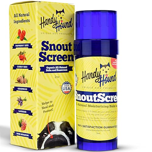 Handy Hound SnoutScreen Dog Nose Balm and Paw Balm, Moisturizing Formula for Dry or Cracked Noses, Vet Recommended, Made in USA, Protects Against UVB