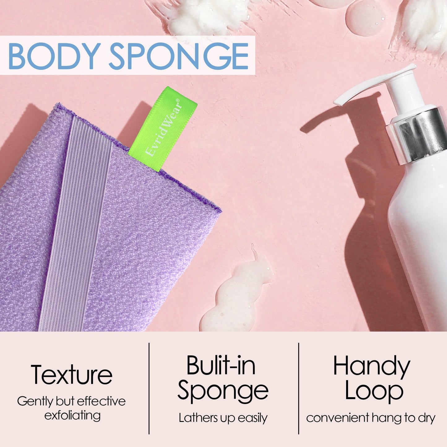 Evridwear Exfoliating Body Scrubber Heavy Exfoliating Bath Sponges for Men Women Shower Exfoliator Dead Skin Remover Loofah for Cleansing 3 Count