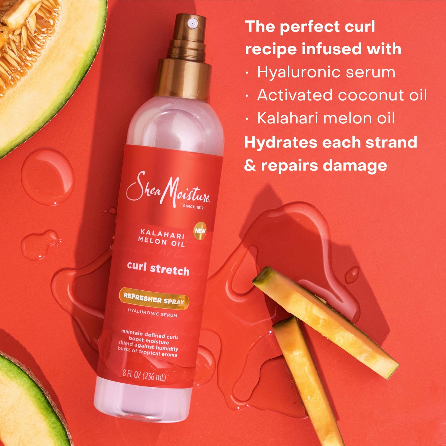 SheaMoisture Curl Stretch Refresher Spray Kalahari Melon Oil and Marula Oil Between Wash Style Stretcher Boosts Hydration, Fights Humidity and Frizz