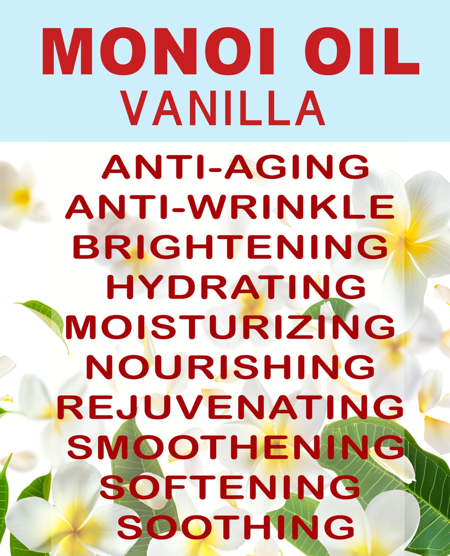 Botanical Beauty MONOI OIL VANILLA - Tiare flowers in Coconut Oil and Vanilla Bean Oil 100% Natural 2 Fl.oz - 60 ml Pure for FACE, SKIN, BODY, HAIR