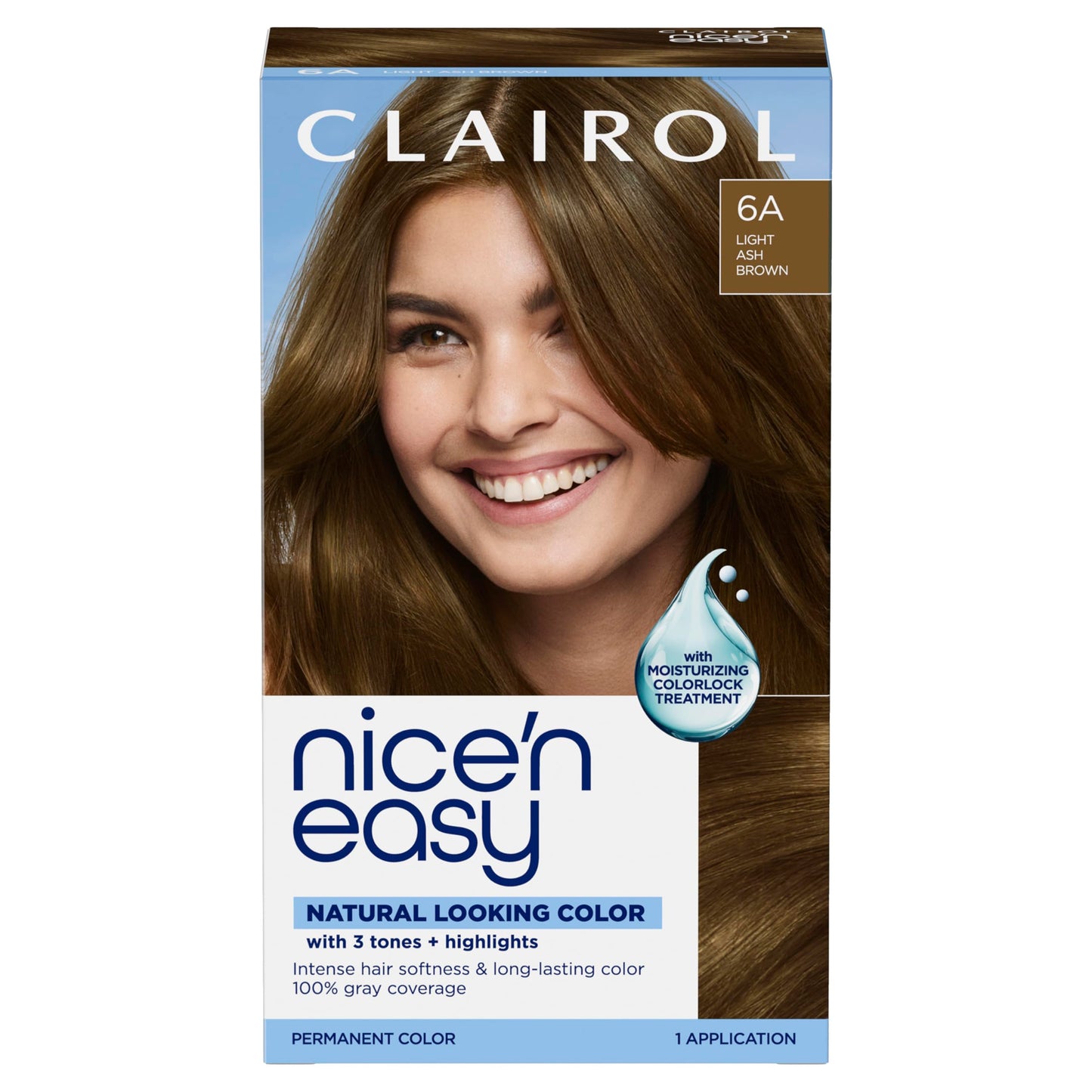 Clairol Nice'n Easy Permanent Hair Dye, 6A Light Ash Brown Hair Color, Pack of 1 - Packaging May Vary