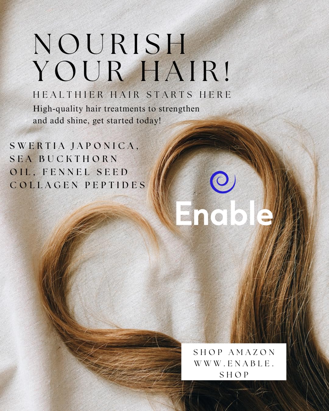 Enable Shampoo & Conditioner Bundle - Hair Growth Support, Sulfate-Free for All Hair Types, Accessible Bottles with Citrus Scent, Swertia Japonica