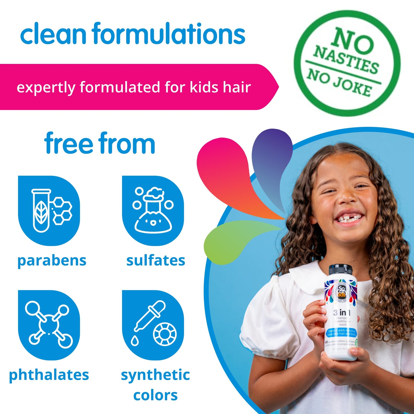 SoCozy 3 in 1 Kids Shampoo + Conditioner + Body Wash (16 Fl Oz) Gentle, Hydrating Hair & Body Cleanser with Keratin, Vitamin B5, & Kiwi Extract Beauty and Personal Care SO COZY