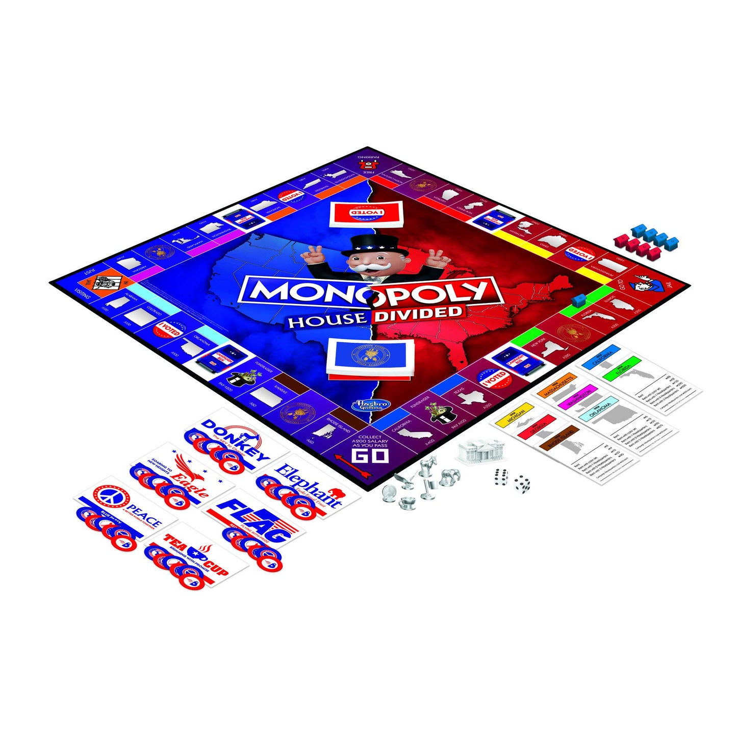 Monopoly House Divided Board Game: Elections and White House Themed Game; Board Game for Families and Kids Ages 8 and Up