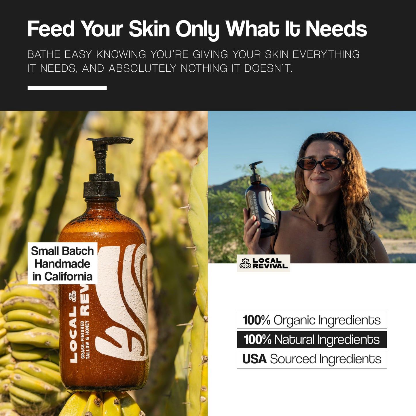 Local Revival Tallow and Honey Body Wash - High Sierra - Beef Tallow with Honey, Olive Oil, Shea Butter and Jojoba Oil - Moisturizing Body Wash