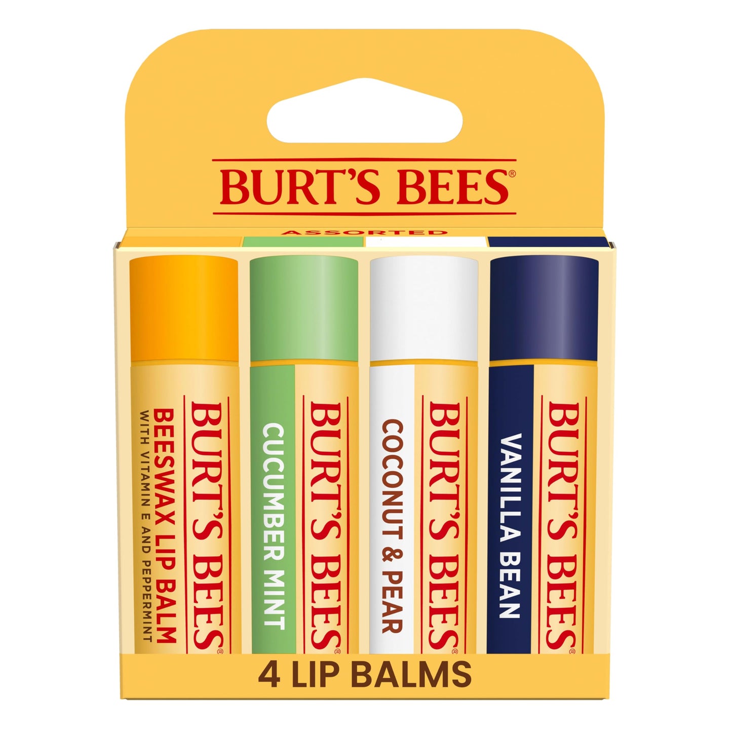 Burt's Bees 100% Natural Moisturizing Lip Balm, Multipack - Original Beeswax, Cucumber Mint, Coconut & Pear and Vanilla Bean with Beeswax & Fruit