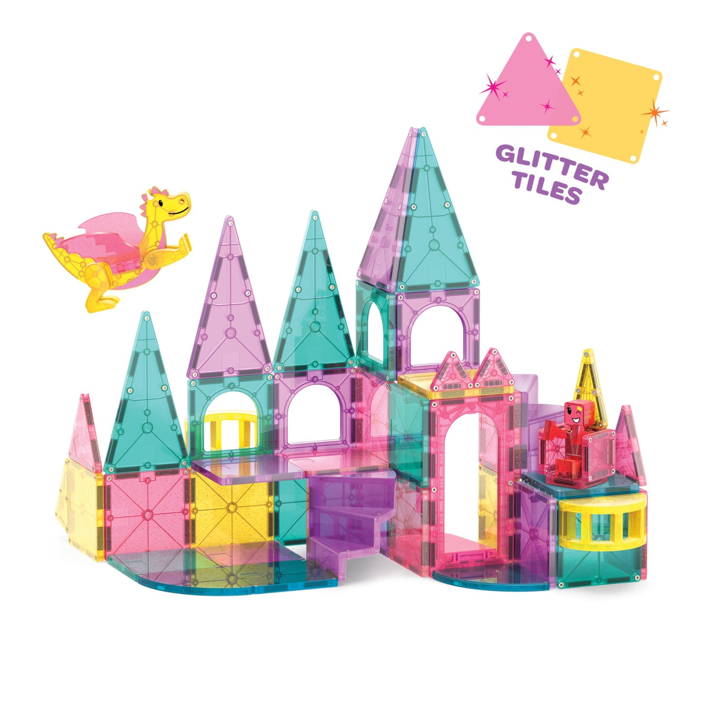 MAGNA-TILES Castle DLX 48-Piece Magnetic Construction Set, The Original Magnetic Building Brand