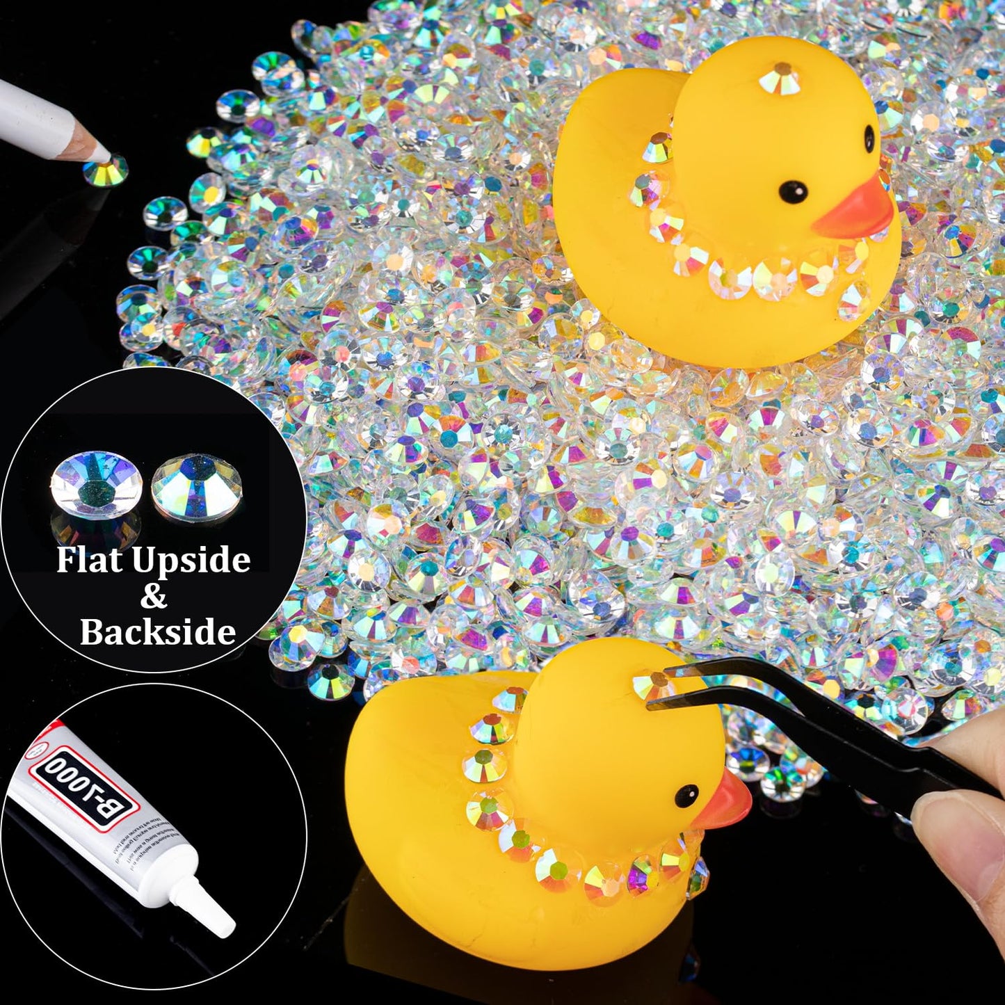 4000pcs 4mm Resin Rhinestones Bulk, Transparent AB Flatback Round Jelly Rhinestones Bedazzling Non Hotfix Crystal Gems Large Quantity Wholesale