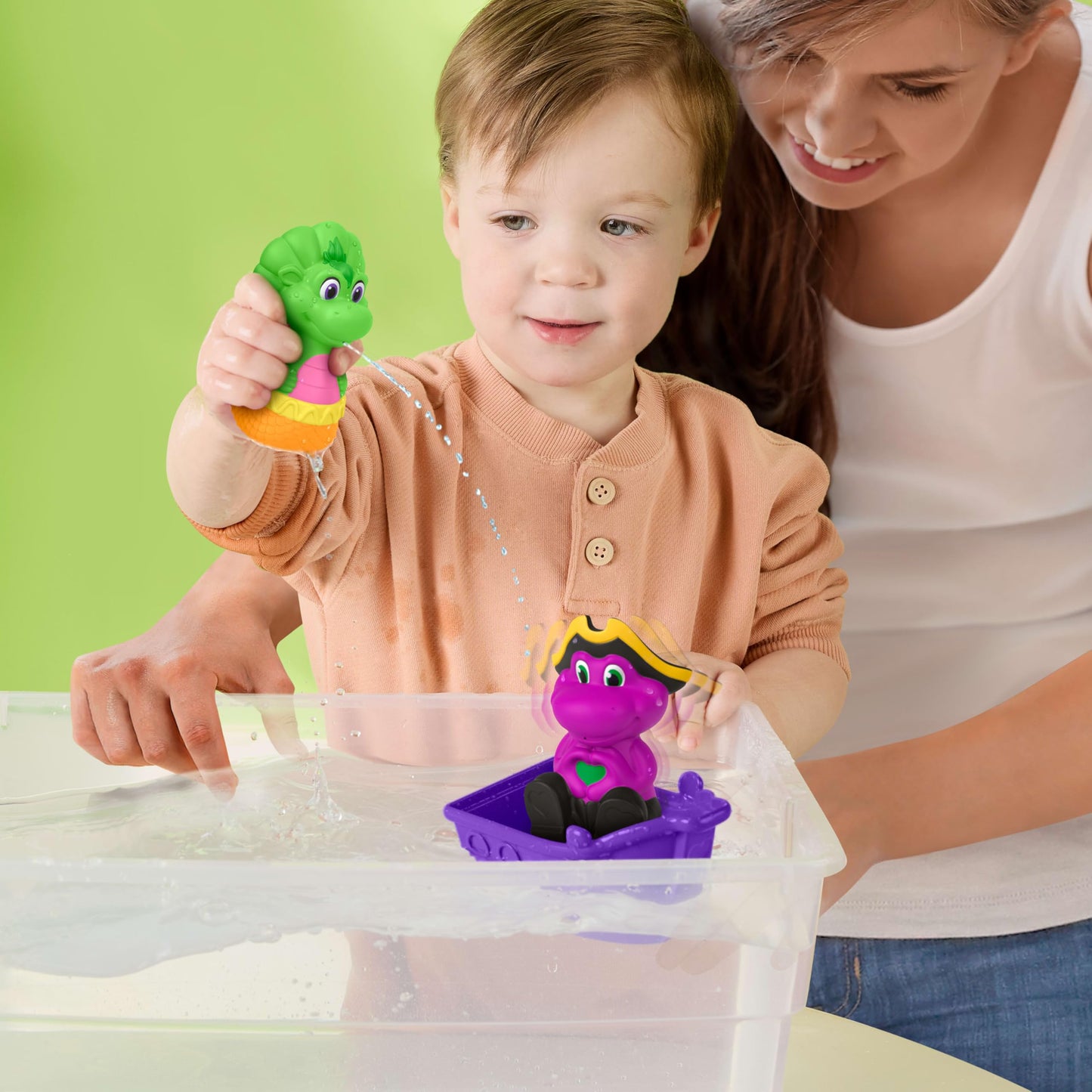 Barney World Toddler Toys, Water Fun Pirate Ship, 4-Piece Set for Water Play Baby Bop, Kids Ages 2+ Years