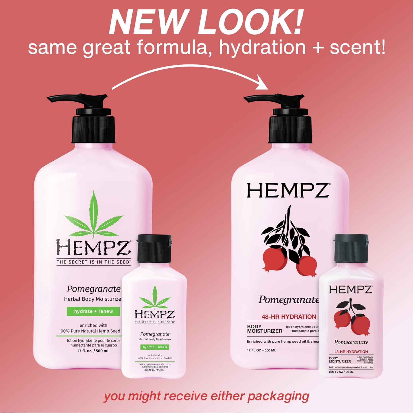 HEMPZ Pomegranate Body Lotion - Bright Citrus - Daily Moisturizing Cream - 17oz