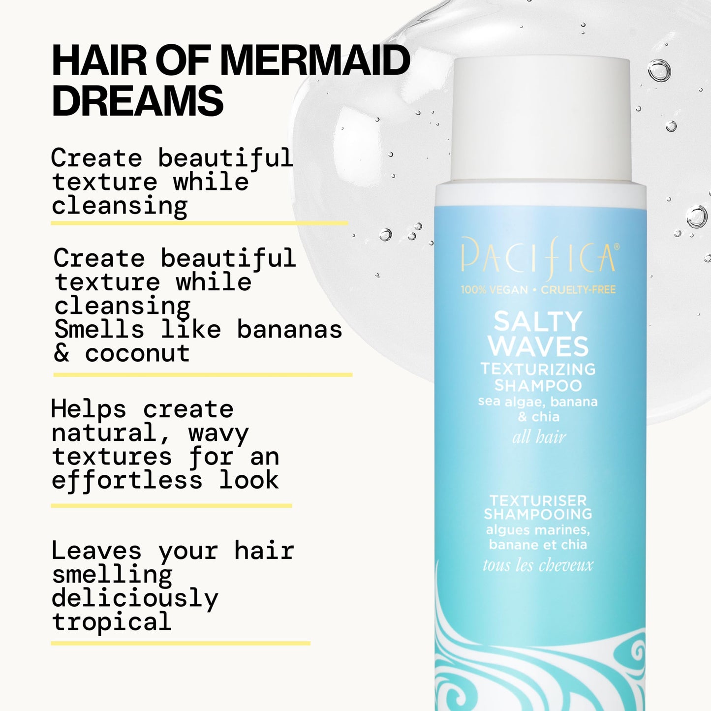 Pacifica Beauty Salty Waves Texturizing Shampoo + Texturizing Conditioner | For All Hair Types | Perfect and Effortless Beach Hair | 100% Vegan